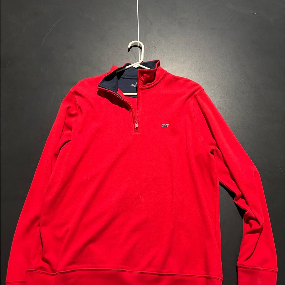 Vineyard Vines Men's Vibrant Red Zip-Up Sweater